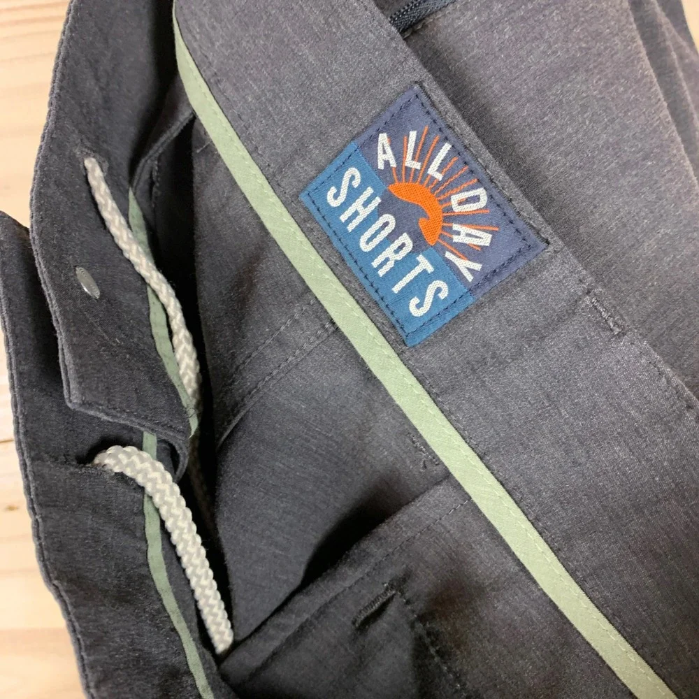 Faherty All Day Shorts Mens 36 Grey Hybrid Stretch Recycled MSC0013 Casual Swim